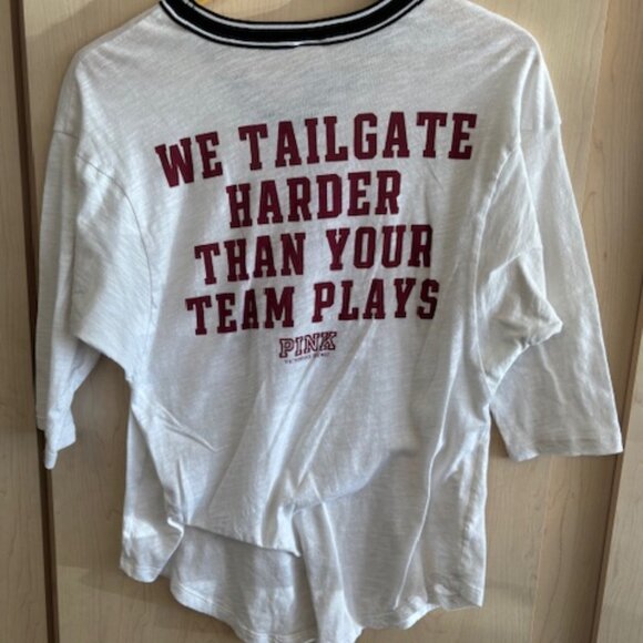 Pink Victoria’s Secret Women’s Small Vneck Blouse Sun Devils 3/4 Sleeves Studded - Picture 5 of 5